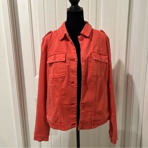 Belle Boho by Kim Gravel Vintage Utility Button Jacket Orange Size M